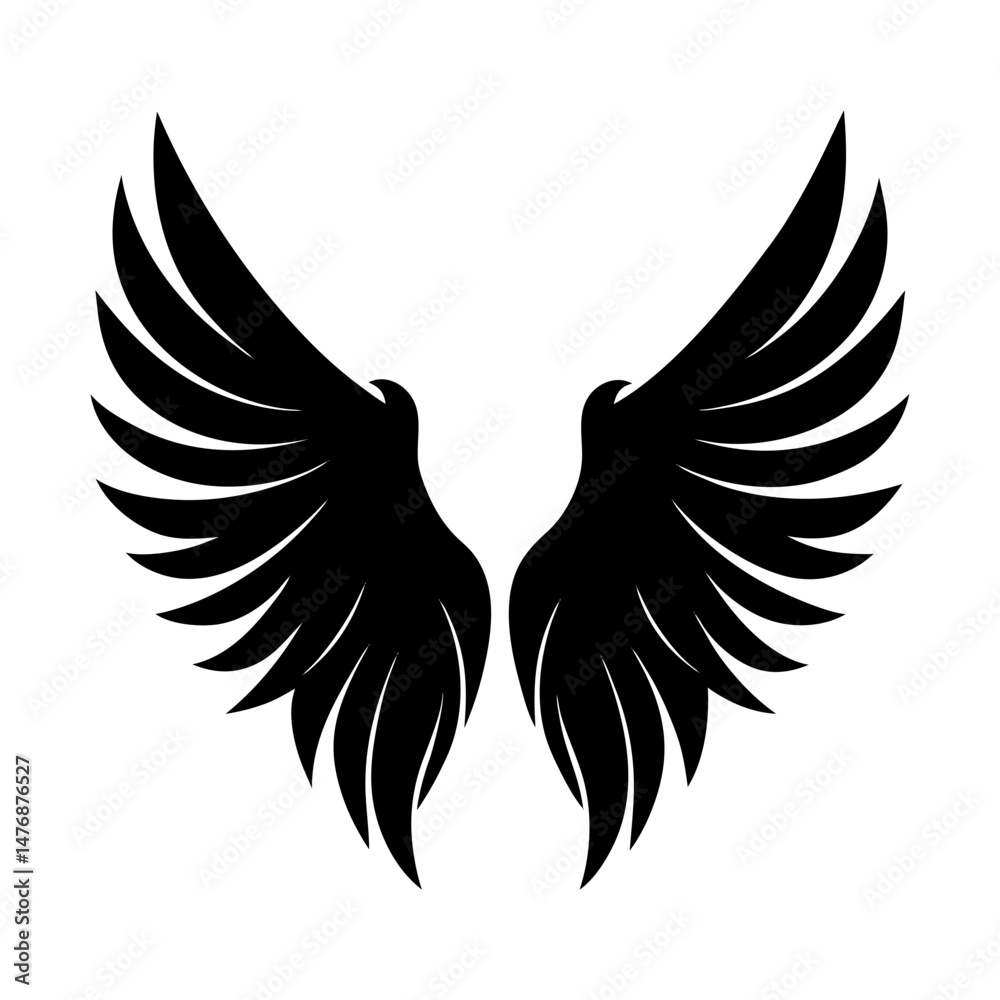 Fototapeta premium Angel Wings Silhouette vector illustration