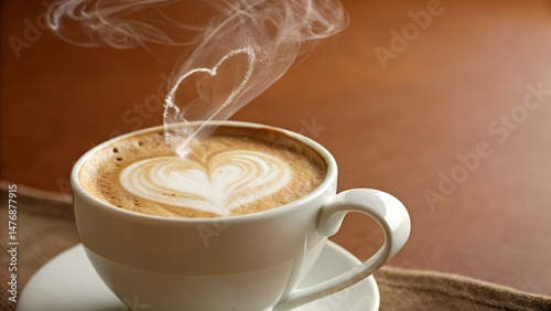 Perfect Coffee Art Heart Latte and Crescent Moon Steam