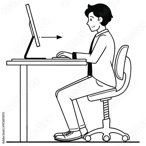 Correct and Incorrect Ergonomic Sitting and Standing Posture for Office Workstations – Workplace Health Guide Illustration