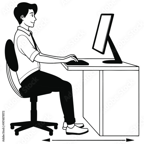 Correct and Incorrect Ergonomic Sitting and Standing Posture for Office Workstations – Workplace Health Guide Illustration