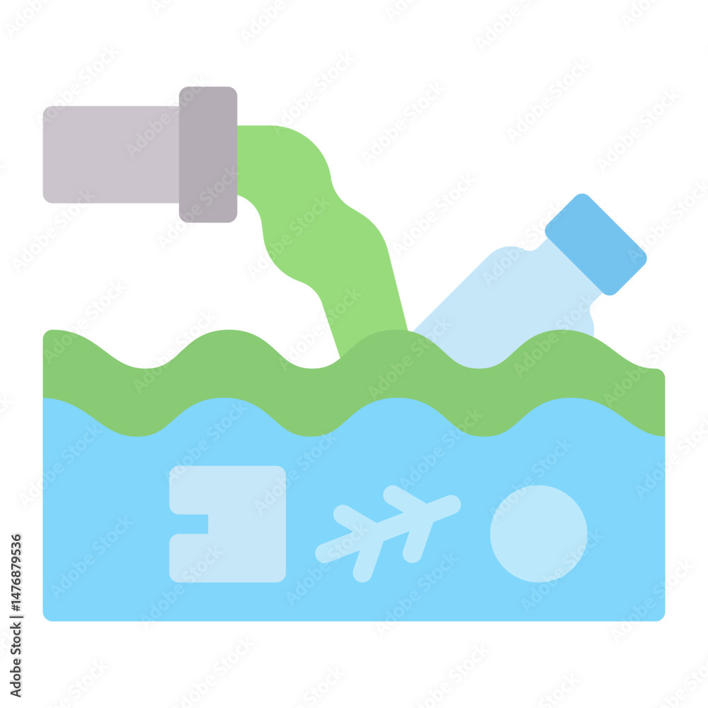 Fototapeta premium Water Pollution icon vector image. Can be used for Water Crisis.