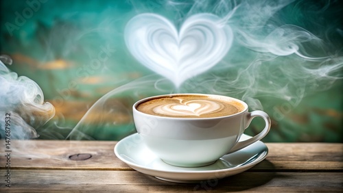 Magical Latte Art Heart Design with Crescent Moon Steam