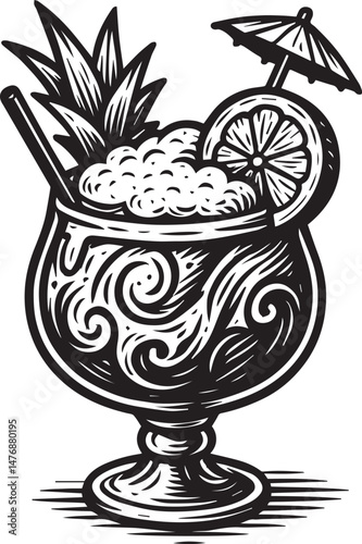 exotic cocktail drawing vector illustration