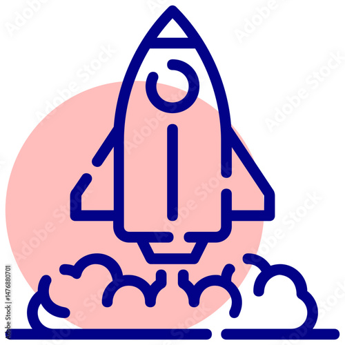 launch rocket vector mixed outline icon