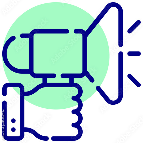 loudspeaker vector mixed outline icon