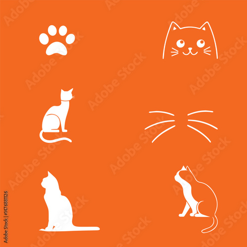 cat icon set  for commercial use 
