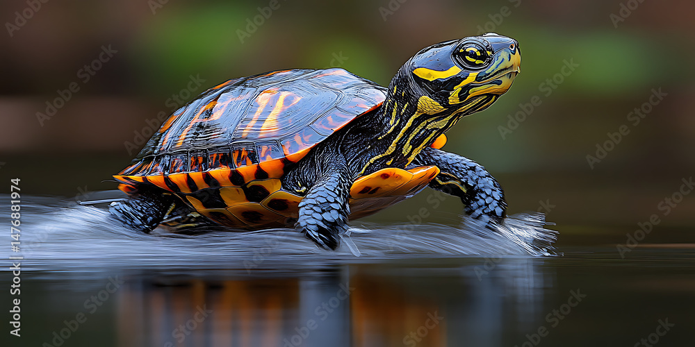 Fototapeta premium From Stillness to Supersonic: The Awakening of a Legend in a Shell