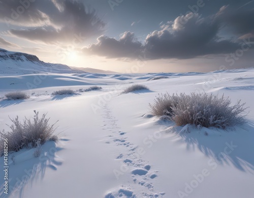Frozen landscape, glistening snow drifts under a stark winter sky,  icy landscape,  white,  background