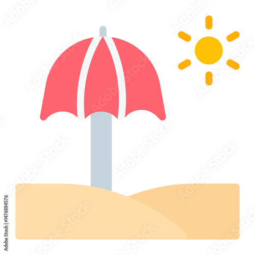 Beach Umbrella icon vector image. Can be used for Sun Protection.