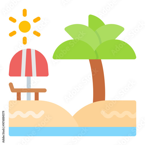 Beach icon vector image. Can be used for Sun Protection.