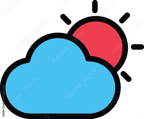 Sun and Cloud Icon Representing Partly Cloudy Weather and Daytime Forecast