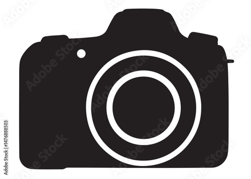 silhouette camera logo vector design, photo camera logo icon silhouette, camera photography logo icon vector illustration, vector camera logo design in black silhouette isolated on white background