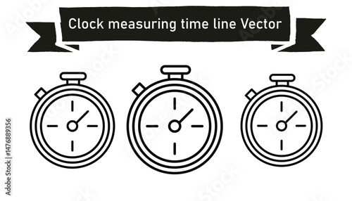 Clock measuring time line vector