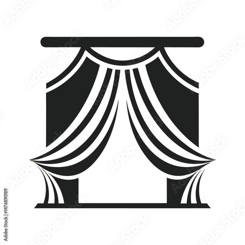 A luxurious curtain icon of silhouette vector illustration
