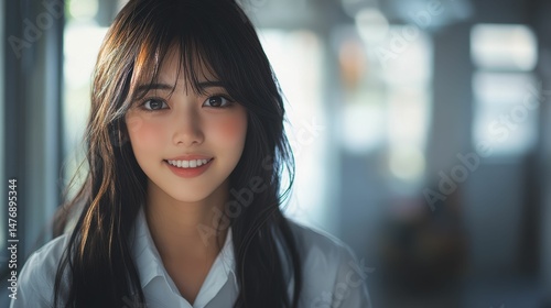 Bright smiles and glowing complexions of young Asian women in pastel backgrounds highlight natural beauty and skincare excellence.
