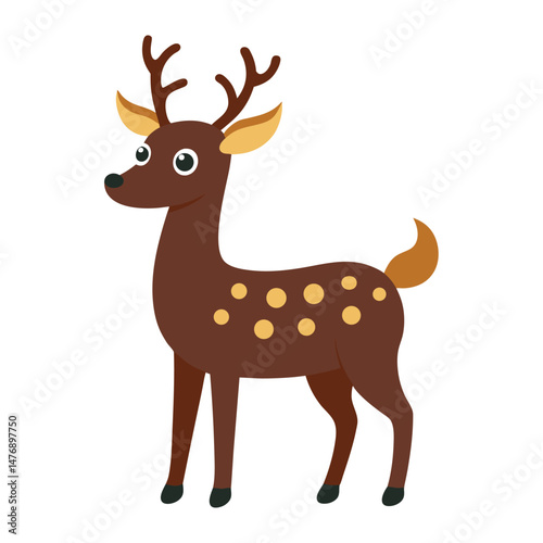 Cute Cartoon Deer with Spots and Antlers