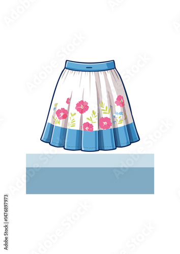 dress, red pattern, white orchid, white skirt border.red pattern, white orchids, green leaves, white skirt border, in a classically decorated room.