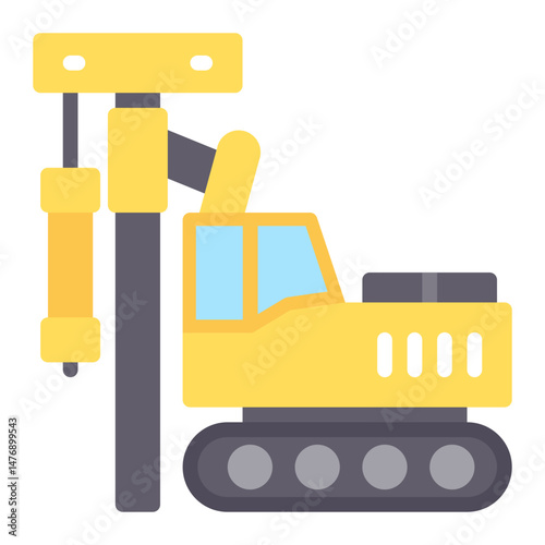 Pile Driver icon vector image. Can be used for Construction Vehicles.