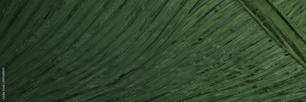 Obraz premium Deep green palm leaf surface, fine lines visible, natural light , vegetation, tropical, photography