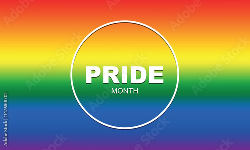 Pride month inscription on the LGBT flag colors background vector illustration.