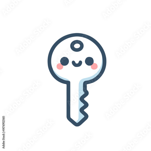 Cute cartoon key character with smiling face and cheeks  