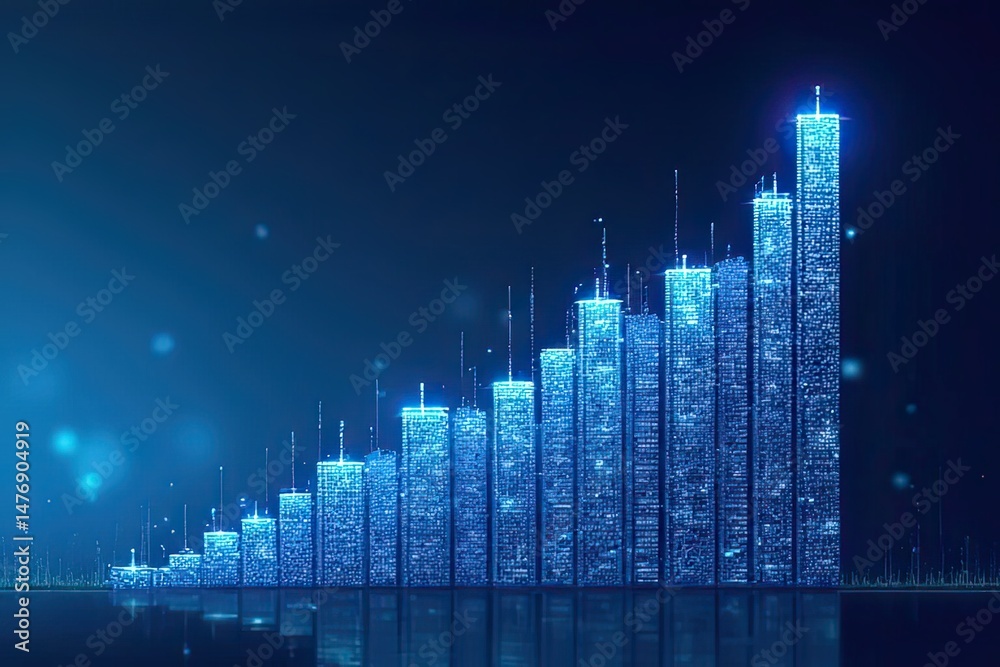 Fototapeta premium Digital Data Growth Effects on Businesses through Pie Chart Illustration