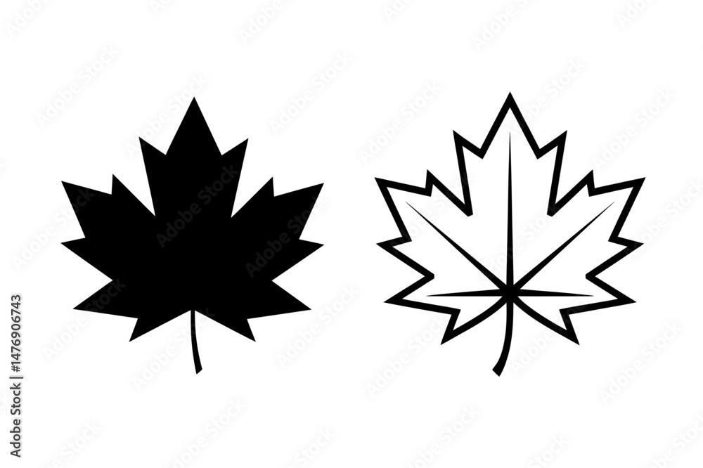 Maple leaf canada autumn fall foliage silhouette icon Maple leaf canada autumn fall foliage silhouette icon