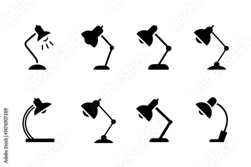 Desk lamp icon set study lamp light vector design