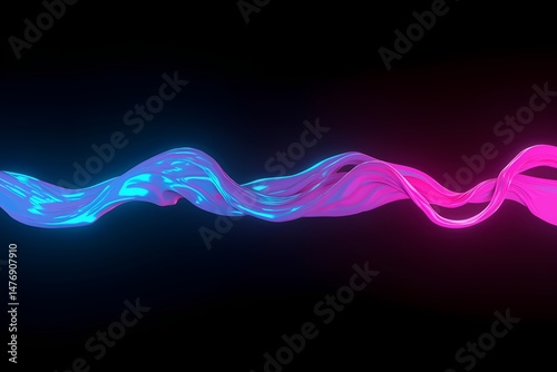 Delicate pink waves sweep elegantly across a contrasting black background, creating a captivating and modern visual display. The gentle motion suggests fluidity and rhythm.