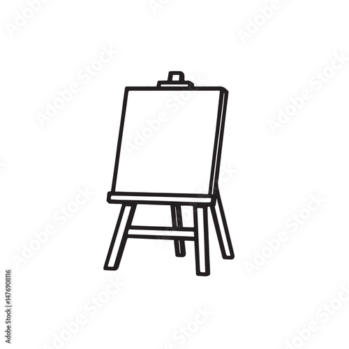 wooden easel with blank canvas