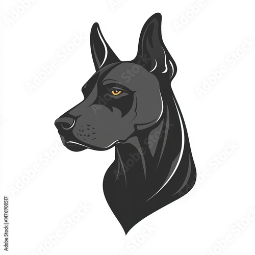 Wallpaper Mural Minimalist Doberman head logo in grayscale with sharp lines and golden eye detail conveys strength, elegance, and alertness Torontodigital.ca