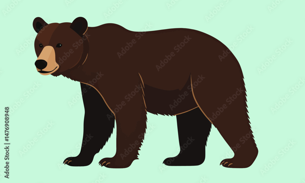 Fototapeta premium A clean vector illustration of a brown bear standing strong, showcasing detail and a confident pose