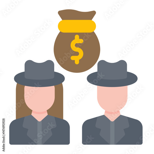 Partners in Crime icon vector image. Can be used for Social Relationship.