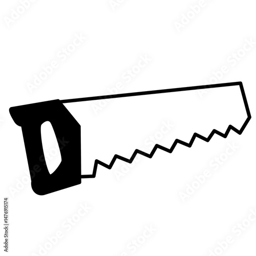 hand saw icon, flat style pictogram icon for ui or ux mobile app, vector illustration logo symbol design, isolated on white
