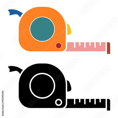 length measuring icon, flat style pictogram icon for ui or ux mobile app, vector illustration logo symbol design, isolated on white