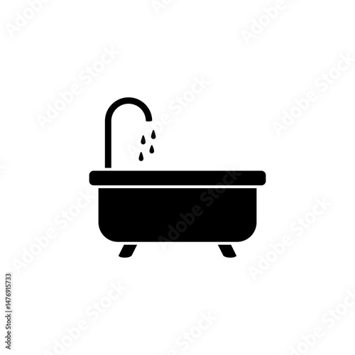 bathtub icon, flat style pictogram icon for ui or ux mobile app, vector illustration logo symbol design, isolated on white