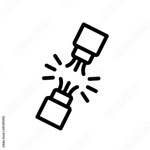 broken cable icon, flat style pictogram icon for ui or ux mobile app, vector illustration logo symbol design, isolated on white