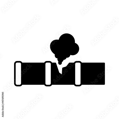 leaking gas pipe icon, flat style pictogram icon for ui or ux mobile app, vector illustration logo symbol design, isolated on white