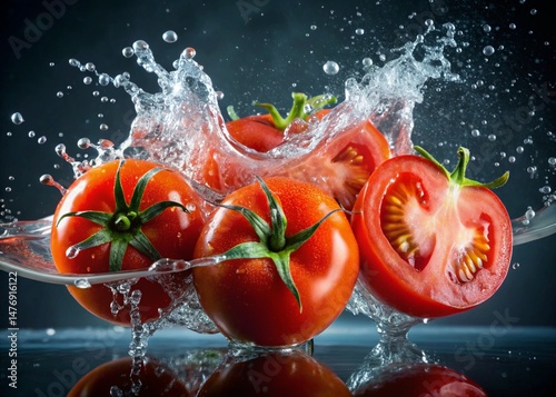 tomato in water splash