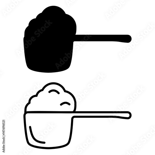 measuring spoon icon, simple flat style, logo template sign symbol vector illustration pictogram, for ui or ux isolated on white for mobile app, editable