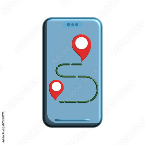 smartphone icon with location map route, flat style pictogram icon for ui or ux mobile app, vector illustration logo symbol design, isolated on white