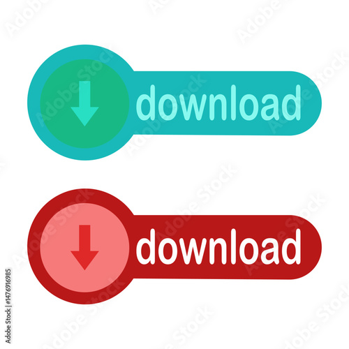 download icon, download button, flat style pictogram icon for ui or ux mobile app, vector illustration logo symbol design, isolated on white