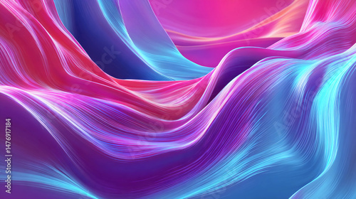 Wallpaper Mural Abstract flowing silk waves in bright neon pink and blue Torontodigital.ca