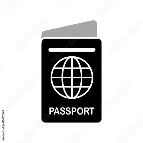 passport icon, flat style pictogram icon for ui or ux mobile app, vector illustration logo symbol design, isolated on white