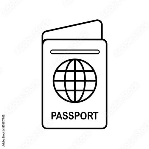 passport icon, flat style pictogram icon for ui or ux mobile app, vector illustration logo symbol design, isolated on white