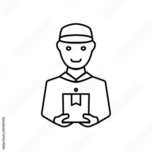 courier icon, package delivery, flat style pictogram icon for ui or ux mobile app, vector illustration logo symbol design, isolated on white