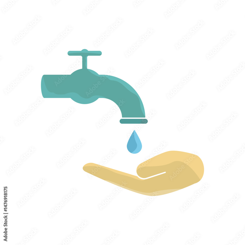 water faucet icon with hands up, flat style pictogram icon for ui or ux mobile app, vector illustration logo symbol design, isolated on white water faucet icon with hands up, flat style pictogram icon for ui or ux mobile app, vector illustration logo symbol design, isolated on white