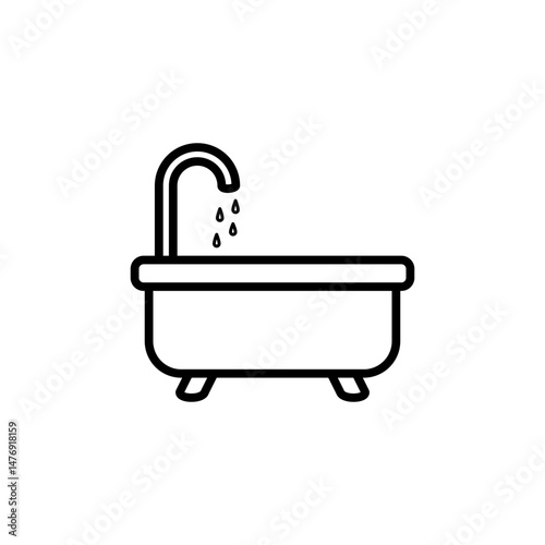 bathtub icon, flat style pictogram icon for ui or ux mobile app, vector illustration logo symbol design, isolated on white