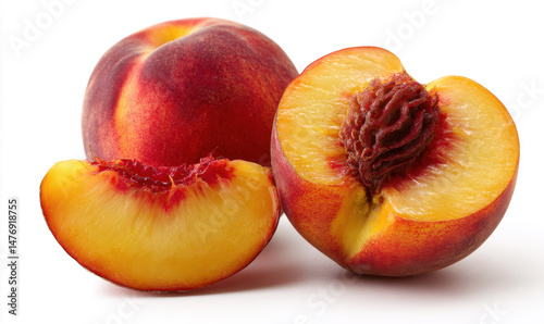 Peach fruit on a white background