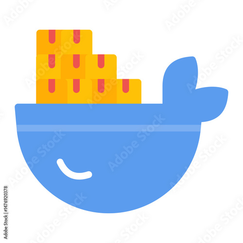 Docker icon vector image. Can be used for Data Science.